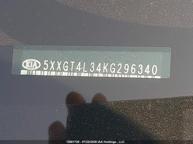 12661729 :رقم المزاد ، 5XXGT4L34KG296340 vin ، 2019 Kia Optima Lx/lx+ مزاد بيع