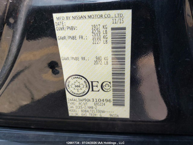 1N4AL3AP9GN310496 Nissan Altima