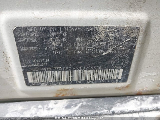 Subaru Outback 2.5i Premium 2014 4S4BRGDC0E3295596 Image 18