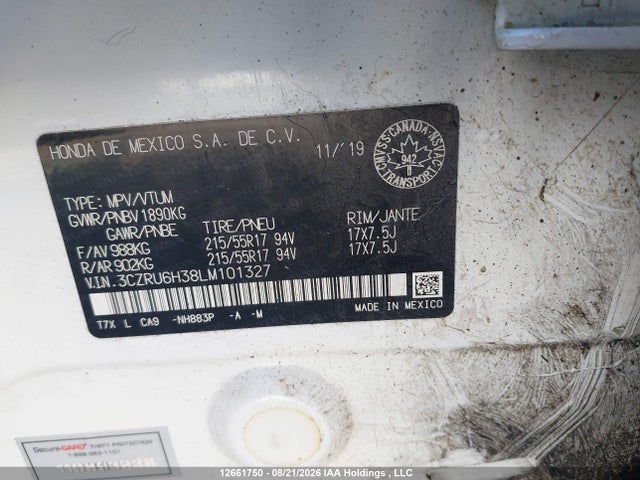 3CZRU6H38LM101327 Honda HR-V