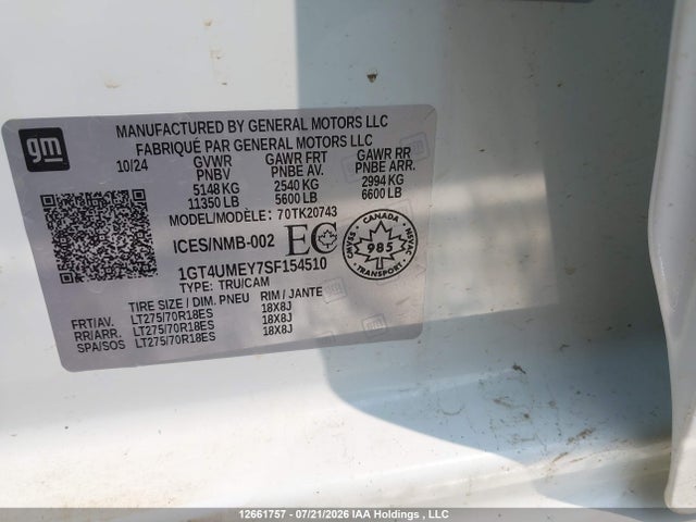 Продажа на аукционе авто 2025 Gmc Sierra 2500hd , Standard Bed, Sle, 4wd, vin: 1GT4UMEY7SF154510, номер лота: 12661757