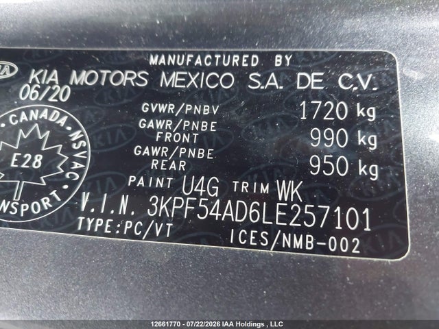 Aukcja sprzedaży 2020 Kia Forte Ex/ex Limited/ex Premium/ex+, vin: 3KPF54AD6LE257101, numer aukcji: 12661770