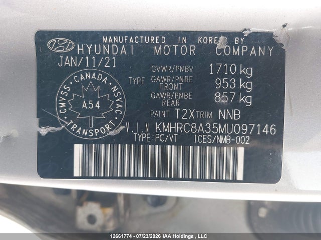 2021 Hyundai Venue Sel/denim მანქანა იყიდება აუქციონზე, vin: KMHRC8A35MU097146, აუქციონის ნომერი: 12661774