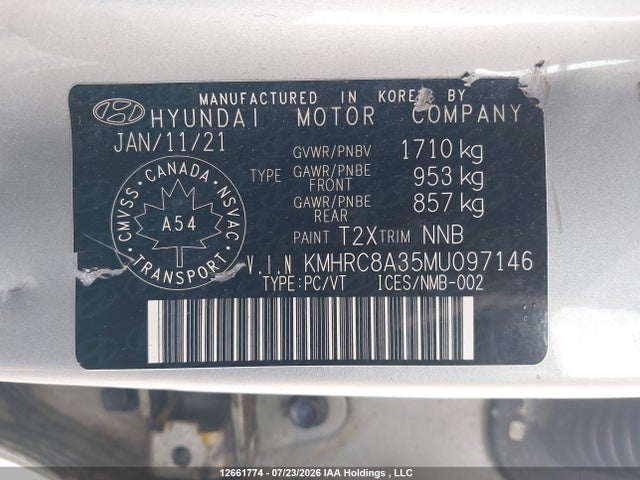 2021 Hyundai Venue Sel/denim მანქანა იყიდება აუქციონზე, vin: KMHRC8A35MU097146, აუქციონის ნომერი: 12661774