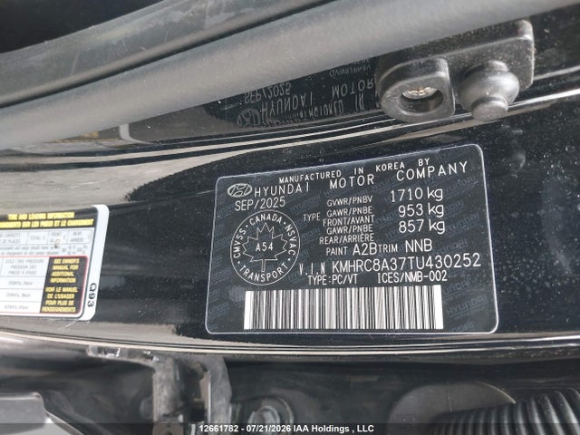 12661782 :رقم المزاد ، KMHRC8A37TU430252 vin ، 2026 Hyundai Venue Sel مزاد بيع