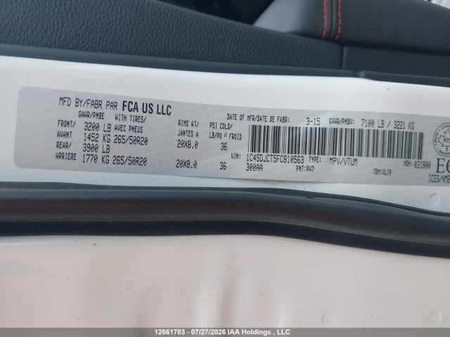 1C4SDJCT5FC810563 Dodge Durango R/t
