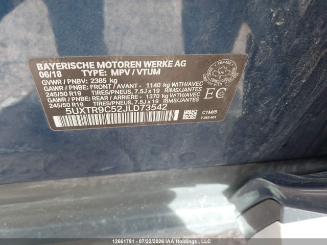 BMW X3 Xdrive30i 2018 5UXTR9C52JLD73542 Image 9