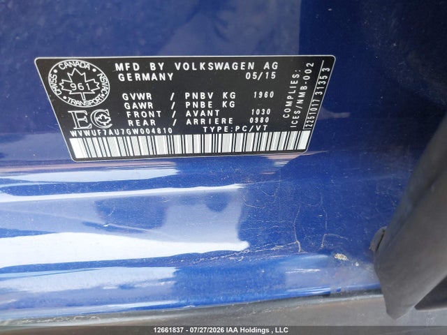 WVWUF7AU7GW004810 Volkswagen Golf R 2.0 Tsi