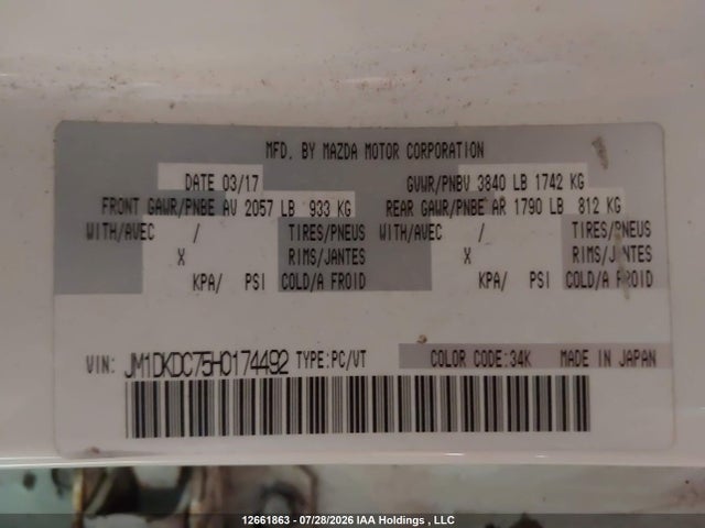 JM1DKDC75H0174492 Mazda Cx-3 Gs