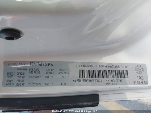 ZFBHRFDB8M6V27023 RAM Promaster City Tradesman Slt