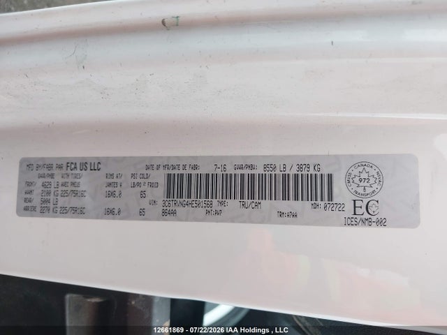 12661869 :رقم المزاد ، 3C6TRVNG4HE501568 vin ، 2017 Ram Promaster 1500 1500 Standard مزاد بيع