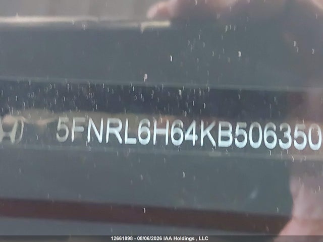 Aukcja sprzedaży 2019 Honda Odyssey Exl, vin: 5FNRL6H64KB506350, numer aukcji: 12661898