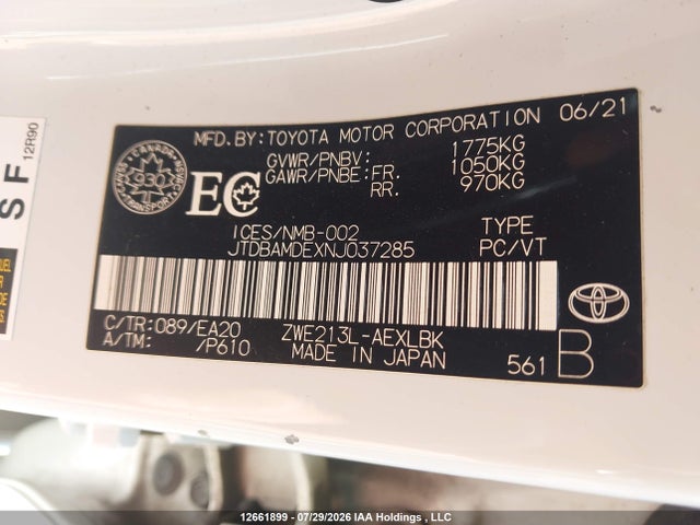Toyota Corolla Hybrid 2022 JTDBAMDEXNJ037285 Image 20