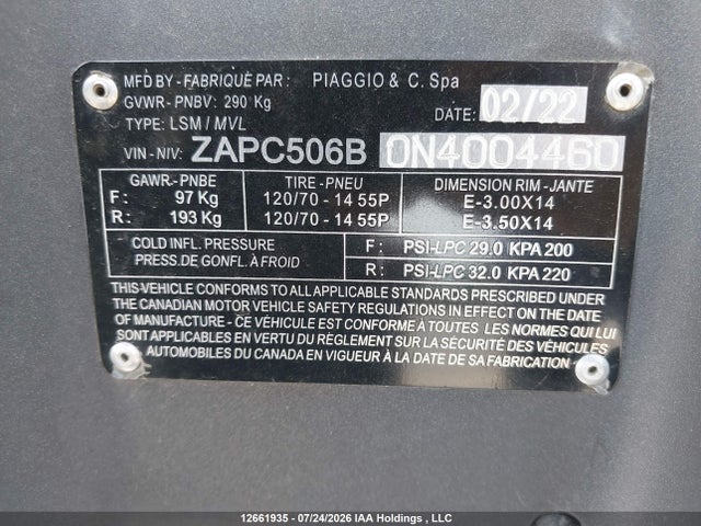 Piaggio Typhoon 50 2022 ZAPC506B0N4004460 Image 13