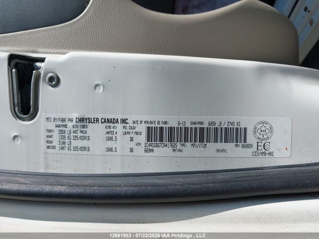 Продаж на аукціоні авто 2012 Dodge Grand Caravan Se, vin: 2C4RDGBG7CR417625, номер лоту: 12661953