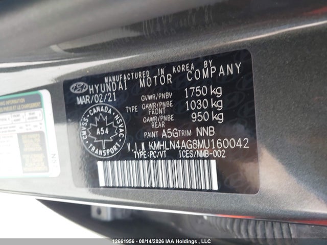 2021 Hyundai Elantra Sel მანქანა იყიდება აუქციონზე, vin: KMHLN4AG8MU160042, აუქციონის ნომერი: 12661956