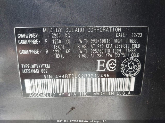 Subaru Outback 2024 4S4BTDLC2R3212466 Image 9
