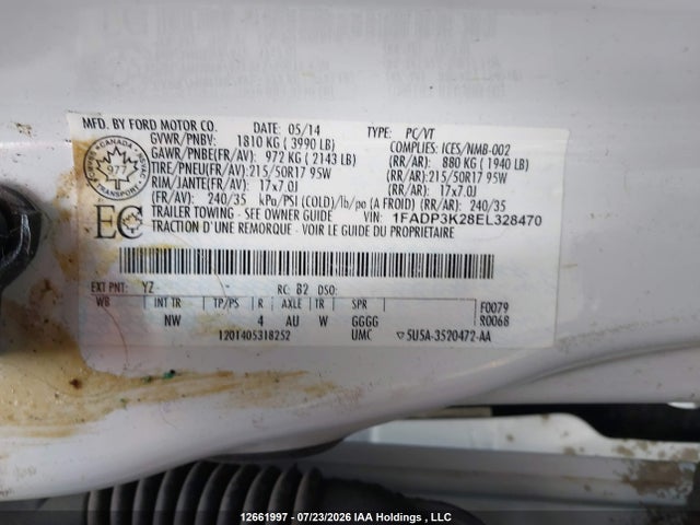 12661997 :رقم المزاد ، 1FADP3K28EL328470 vin ، 2014 Ford Focus مزاد بيع