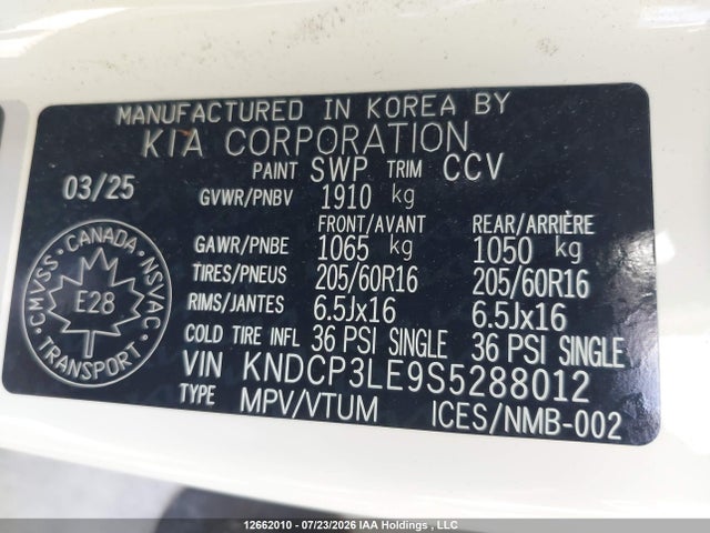 Auction sale of the 2025 Kia Niro, vin: KNDCP3LE9S5288012, lot number: 12662010