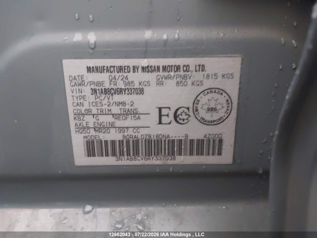 Nissan SENTRA SV 2024 3N1AB8CV6RY337038 Image 9