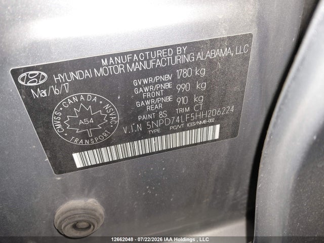 Продаж на аукціоні авто 2017 Hyundai Elantra Le, vin: 5NPD74LF5HH206224, номер лоту: 12662048
