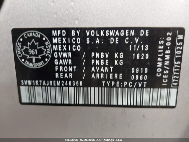 Volkswagen JETTA S 2014 3VW1K7AJ9EM246366 Image 18