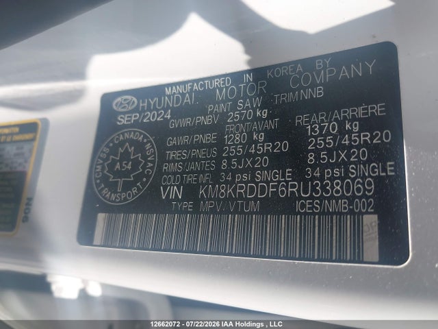 Продаж на аукціоні авто 2024 Hyundai Ioniq 5 Limited/disney 100 Platinum Edition, vin: KM8KRDDF6RU338069, номер лоту: 12662072