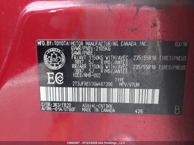 Toyota RAV4 SE 2016 2T3JFREV3GW467396 Image 17