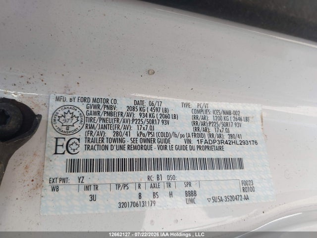 Ford FOCUS ELECTRIC 2017 1FADP3R42HL293176 Image 9