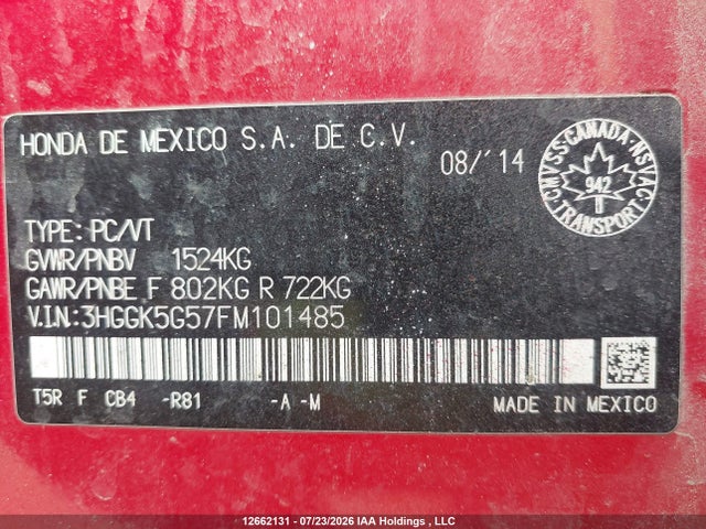 Honda FIT LX 2015 3HGGK5G57FM101485 Image 15