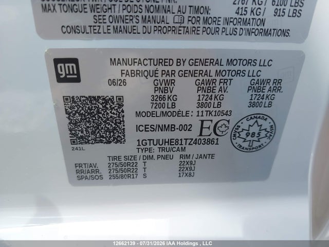 1GTUUHE81TZ403861 GMC Sierra K1500 Denali Ultimate