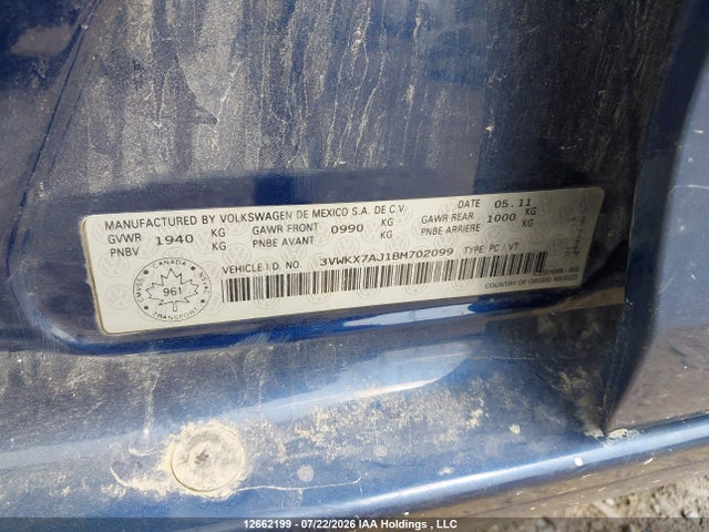 Продаж на аукціоні авто 2011 Volkswagen Golf 2.5l Comfortline/2.5l Trendline, vin: 3VWKX7AJ1BM702099, номер лоту: 12662199