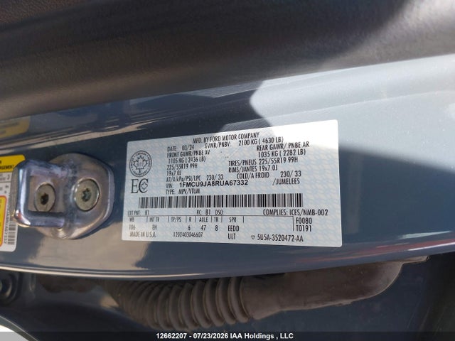 Продажа на аукционе авто 2024 Ford Escape Platinum, vin: 1FMCU9JA8RUA67332, номер лота: 12662207