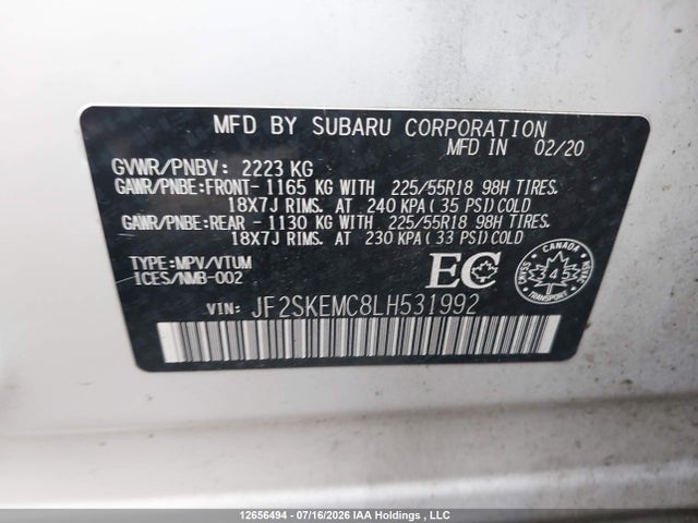Subaru Forester Sport 2020 JF2SKEMC8LH531992 Image 9