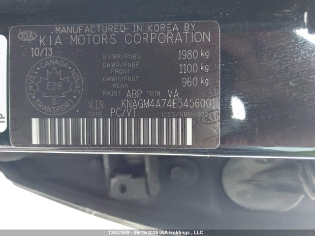 KIA Optima Lx 2014 KNAGM4A74E5456001 Image 9