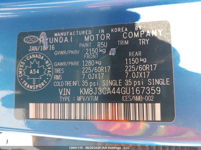 Hyundai Tucson Luxury 2016 KM8J3CA44GU167359 Image 19