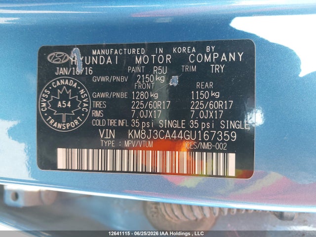 Hyundai Tucson Luxury 2016 KM8J3CA44GU167359 Image 9