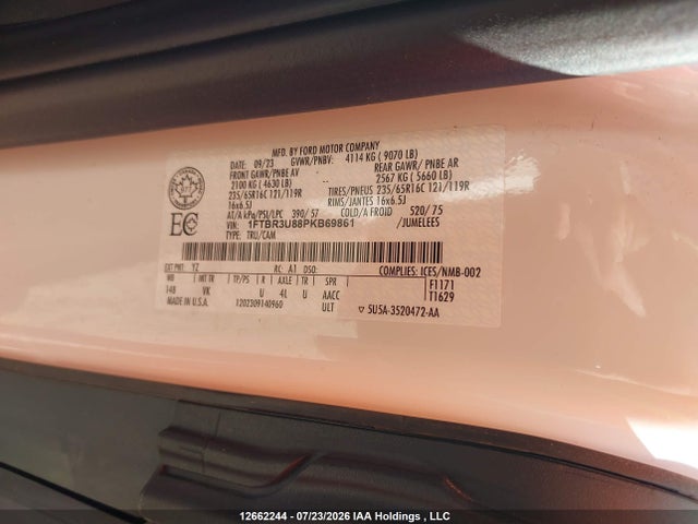Ford Transit T-250 2023 1FTBR3U88PKB69861 Image 9