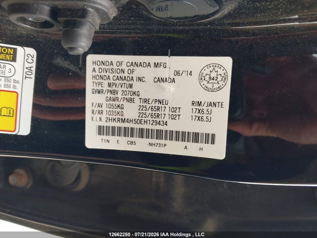 2HKRM4H50EH129434 Honda CR-V EX