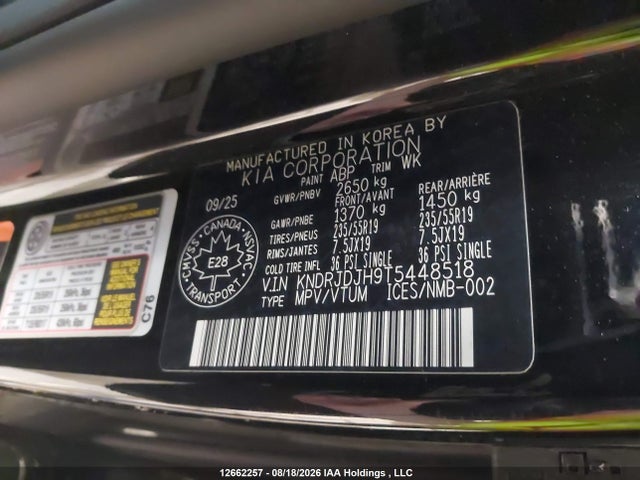 Aukcja sprzedaży 2026 Kia Sorento Plug-in Hybrid Ex, vin: KNDRJDJH9T5448518, numer aukcji: 12662257