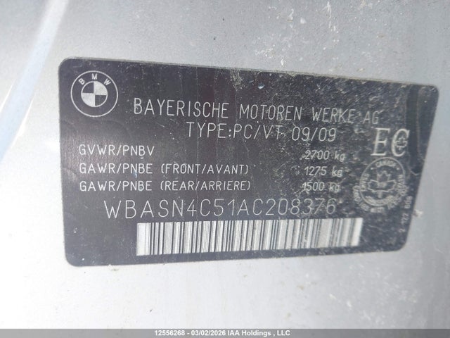 12556268 :رقم المزاد ، WBASN4C51AC208376 vin ، 2010 Bmw 550 Gt مزاد بيع