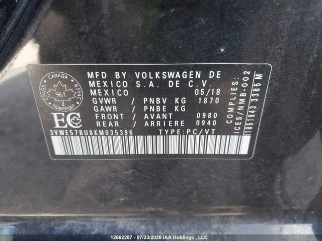 Volkswagen JETTA SEL 2019 3VWE57BU8KM035396 Image 9