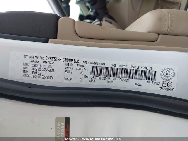 12662295 :رقم المزاد ، 1C4RJFCG0EC137428 vin ، 2014 Jeep Grand Cherokee Overland مزاد بيع