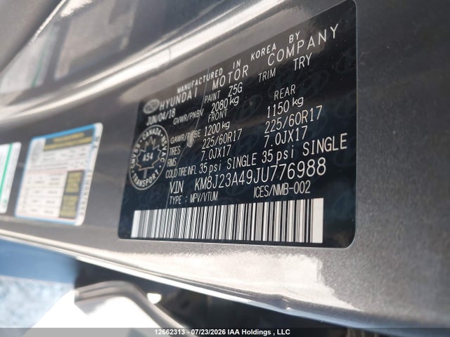 2018 Hyundai Tucson მანქანა იყიდება აუქციონზე, vin: KM8J23A49JU776988, აუქციონის ნომერი: 12662313