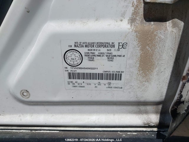 Продажа на аукционе авто 2010 Mazda Mazda6 Gs, vin: 1YVHZ8BH5A5M22211, номер лота: 12662319