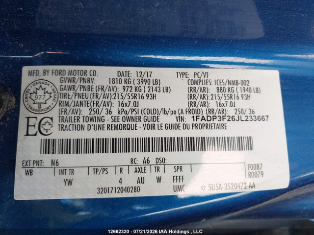 Ford FOCUS SE 2018 1FADP3F26JL233667 Image 19
