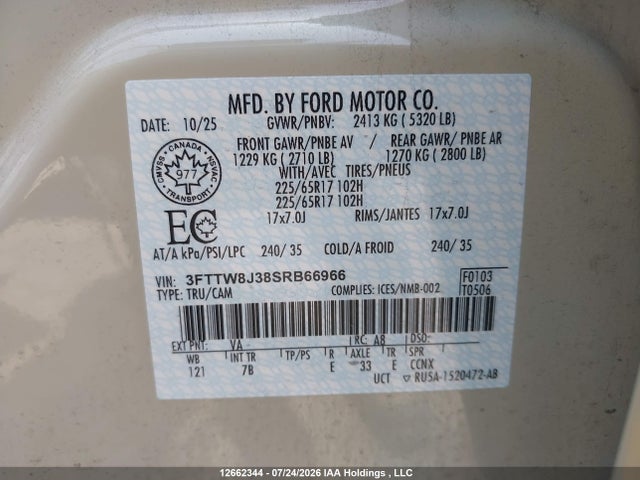 3FTTW8J38SRB66966 Ford Maverick
