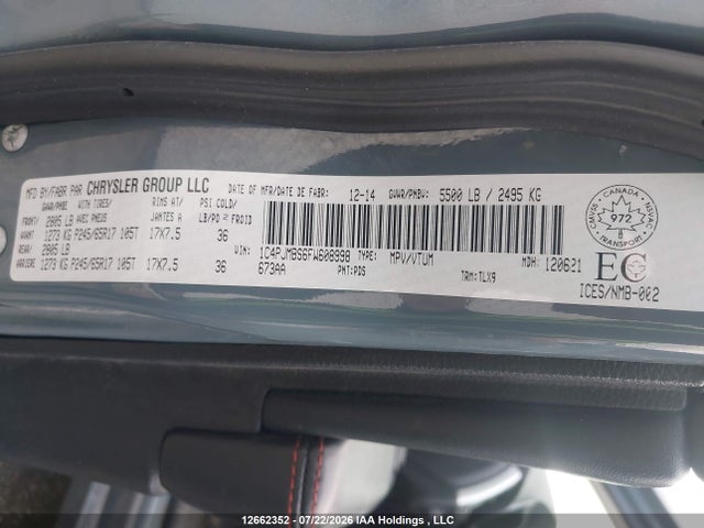 Jeep Cherokee Trailhawk 2015 1C4PJMBS6FW608998 Image 9
