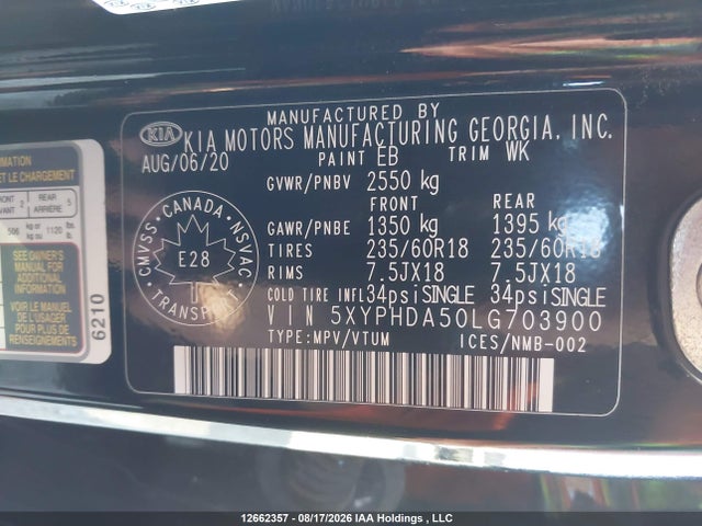 KIA Sorento 2020 5XYPHDA50LG703900 Image 9