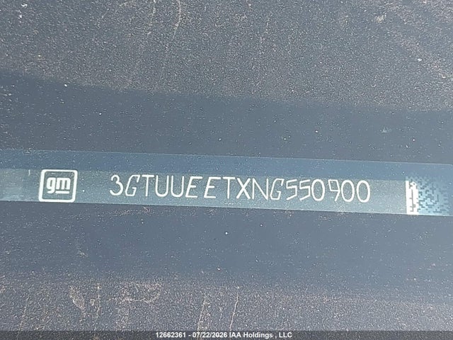 12662361 :رقم المزاد ، 3GTUUEETXNG550900 vin ، 2022 Gmc Sierra K1500 At4 مزاد بيع